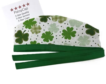 Shamrocks Lined Surgical Scrub Cap for Men and Women