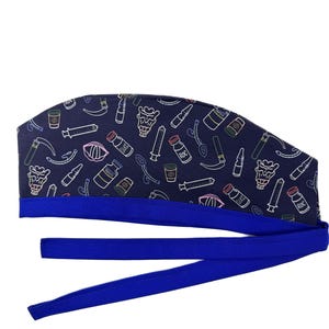 Anesthesia Outlines Lined Surgical Scrub Cap for Men and Women