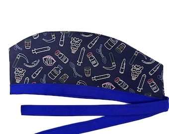 Anesthesia Outlines Lined Surgical Scrub Cap for Men and Women