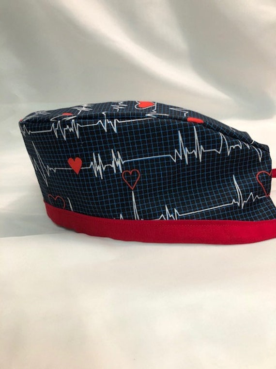 Surgical Scrub Hat...ekg Heartbeat Scrub Cap Etsy