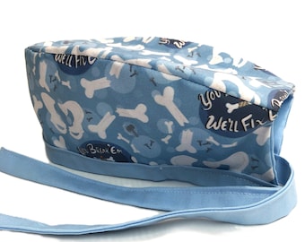 Gorro quirúrgico con estampado de huesos: gorro de médico y enfermera de algodón forrado