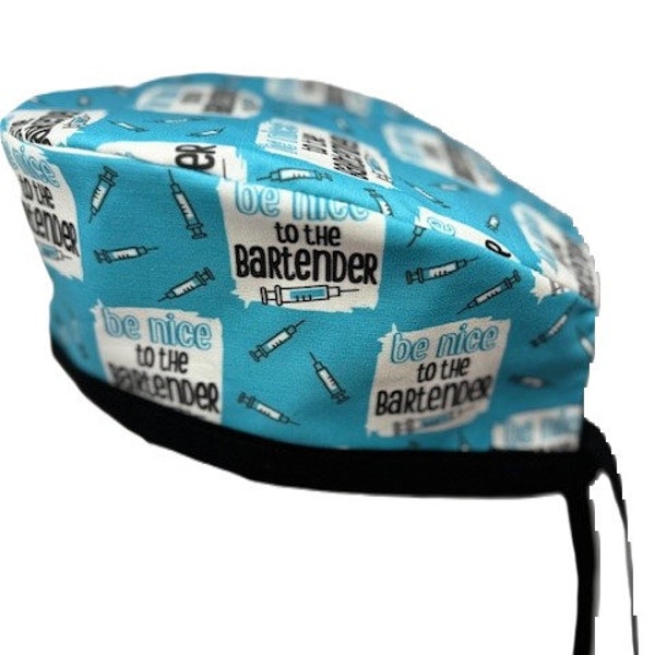 Be Nice to the Bartender Lined Surgical Scrub Cap for Men and Women