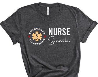 Custom Emergency Department Nurse T-shirt, Personalized ED Shirt, Customized Nursing Tshirt, Custom Nurse Gift