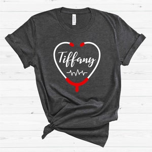 Custom Nurse Shirt, Nurse Shirt, Nursing Shirt, Nursing School Tshirt, Nurse Tee, EKG T-shirt, Nursing School Shirt, Heart Stethoscope