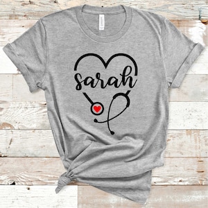 Custom Nurse Shirt, Nurse Shirt, Nursing Shirt, Nursing School Tshirt, Nurse Tee, Nursing T-shirt, Nursing School Shirt, Heart Stethoscope