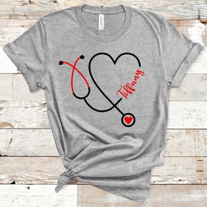 Nurse Shirt, Custom Nurse Shirt, Heart Stethoscope, Nursing Shirt, Nursing School Tshirt, Nurse Tee, Nursing T-shirt, Nursing School Shirt