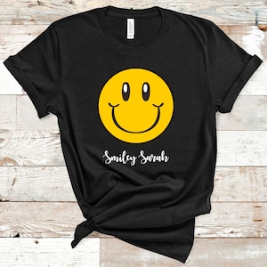 Smiley Face Shirt, Custom Smiley TShirt, Smile T-shirt, Happy Smiley Shirt, Personalized Smiley Face T-shirt, Yellow Smiley Face Tee,