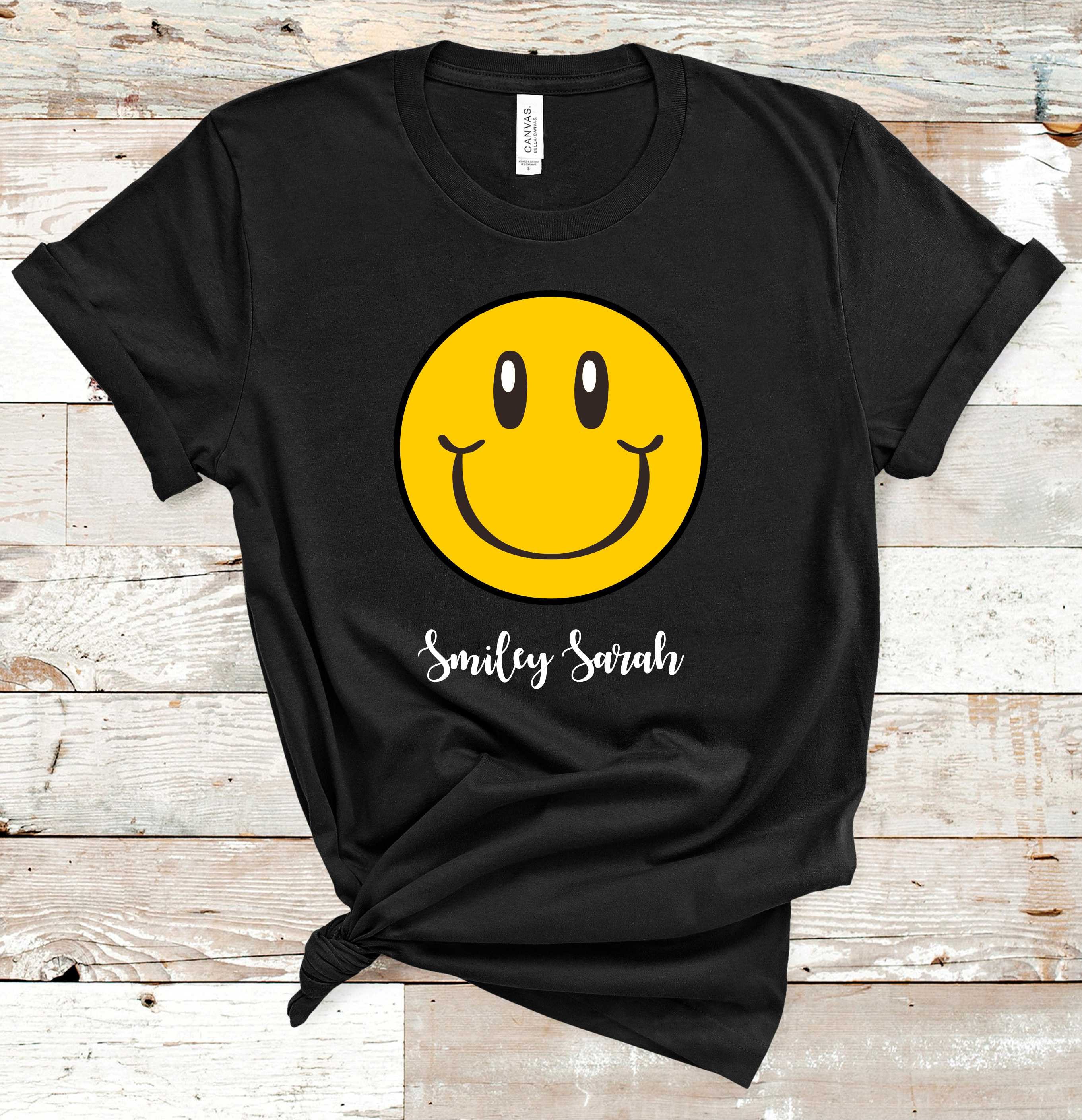 Smiley Face Shirt Custom Smiley TShirt Smile T shirt Happy Smiley Shirt Personalized Smiley Face T shirt Yellow Smiley Face Tee