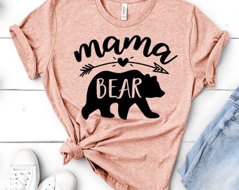 Personalized Mama Bear T-Shirt, Gift For Mom