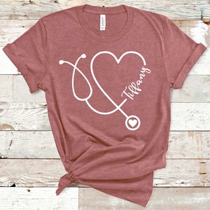 Custom Nurse Shirt, Nurse Shirt, Nursing Shirt, Nursing School Tshirt, Nurse Tee, Nursing T-shirt, Nursing School Shirt, Heart Stethoscope