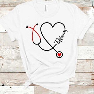 Custom Nurse Shirt, Nurse Shirt, Nursing Shirt, Nursing School Tshirt, Nurse Tee, Nursing T-shirt, Nursing School Shirt, Heart Stethoscope