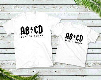 School Rocks Tshirt, ABCD Kindergarten Shirt, Teacher T-shirt, First Grade Tee, Back to School Teeshirt, Kinder Tee, First Day, 1st Class