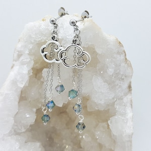 boucles d'oreilles nuage avec gouttes de pluie ou de neige image 6