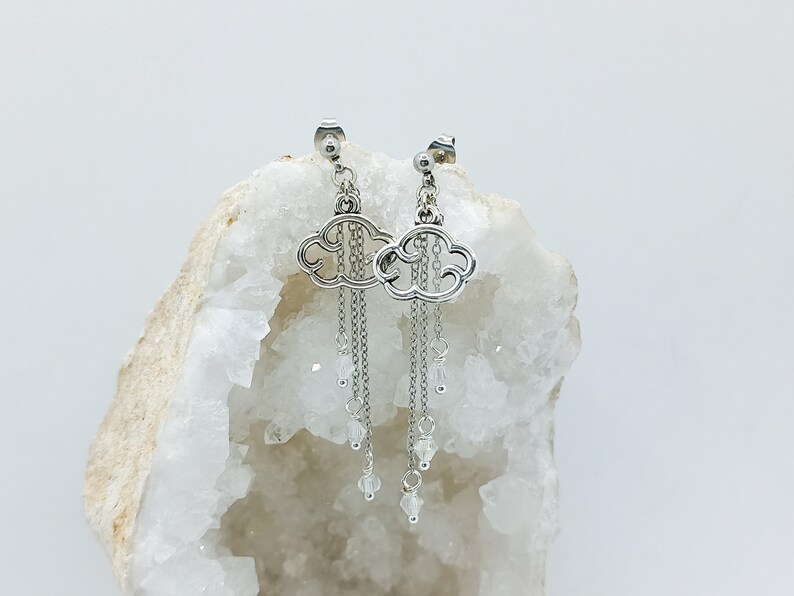 boucles d'oreilles nuage avec gouttes de pluie ou de neige image 8