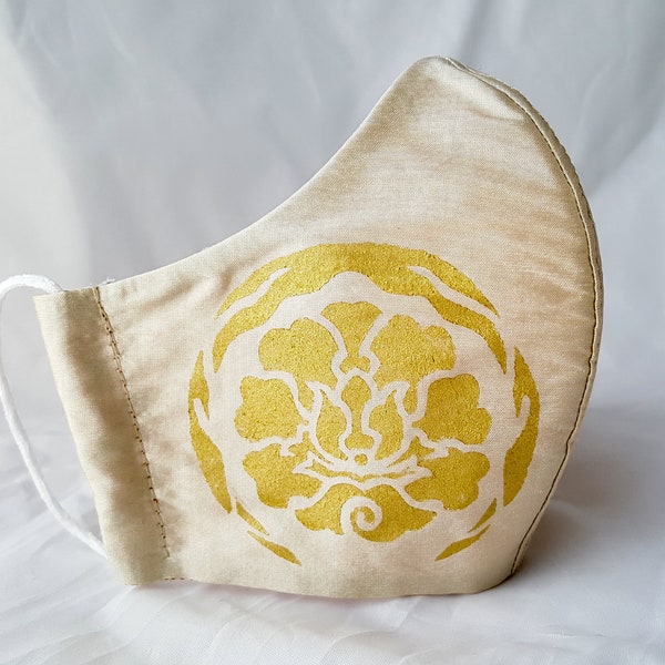 cotton and silk Peonie face mask