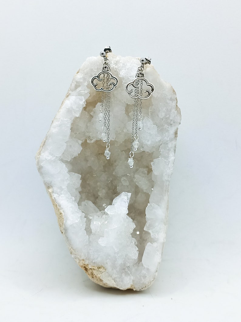 boucles d'oreilles nuage avec gouttes de pluie ou de neige image 9