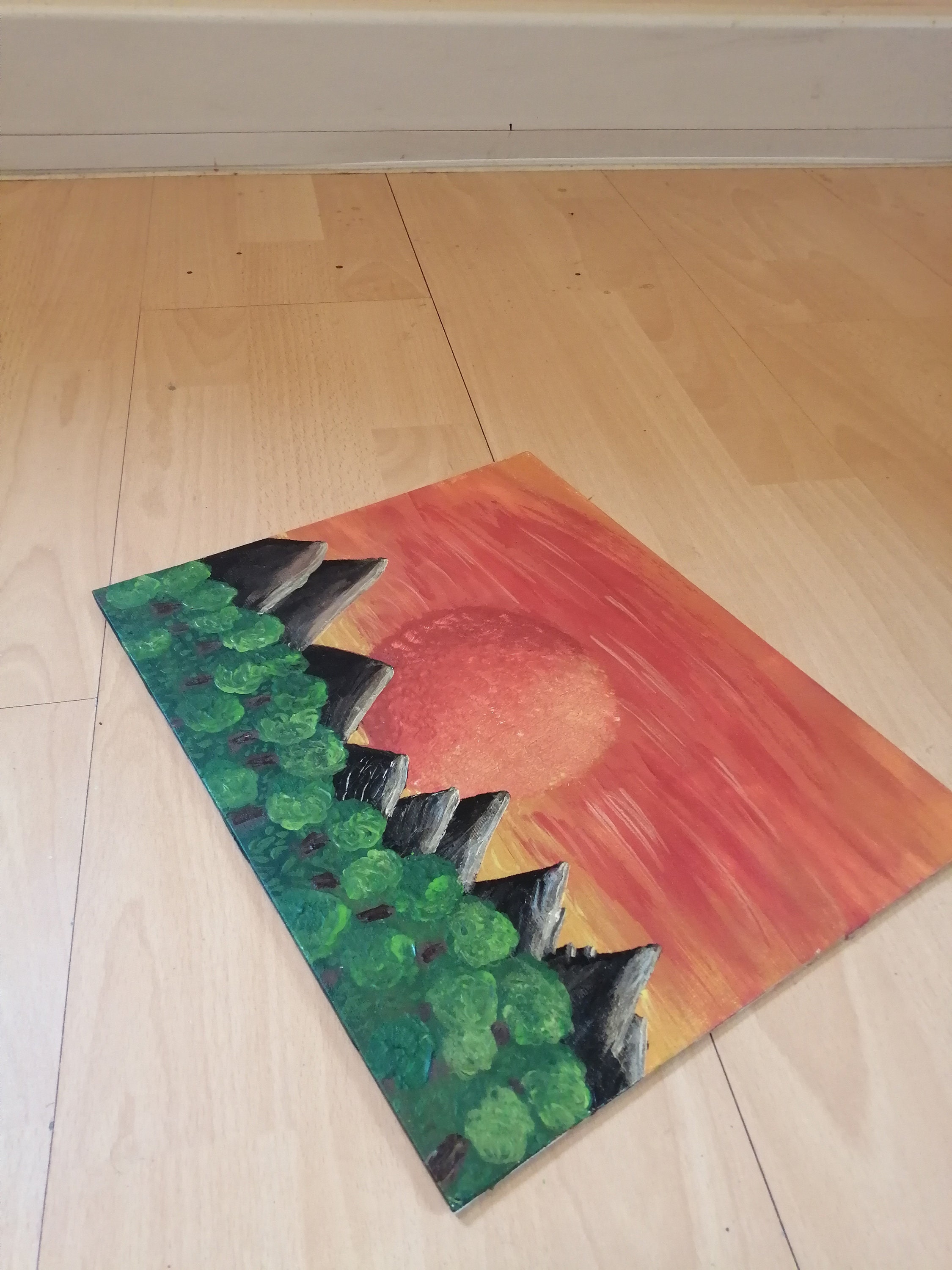 Acrylic on canvas cardboard 30x23.5 sunset Etsy