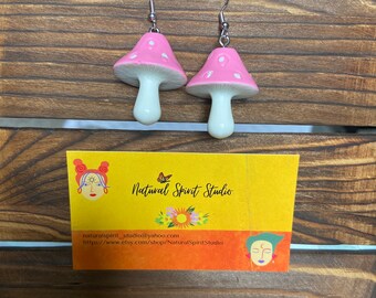 Pendientes de setas rosas bebé hechos a mano