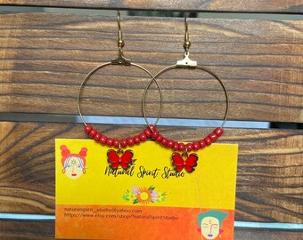 Pendientes de mariposa rojos hechos a mano