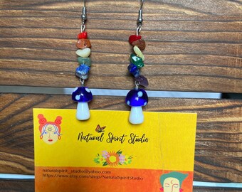 Pendientes de setas azules hechos a mano