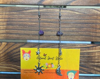 Pendientes de sol y luna hechos a mano