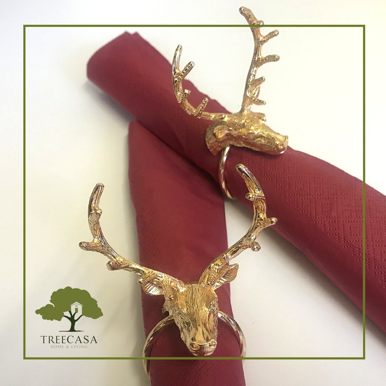 Deer Stag Head Napkin Rings Stainless Steel Set of 6 Etsy