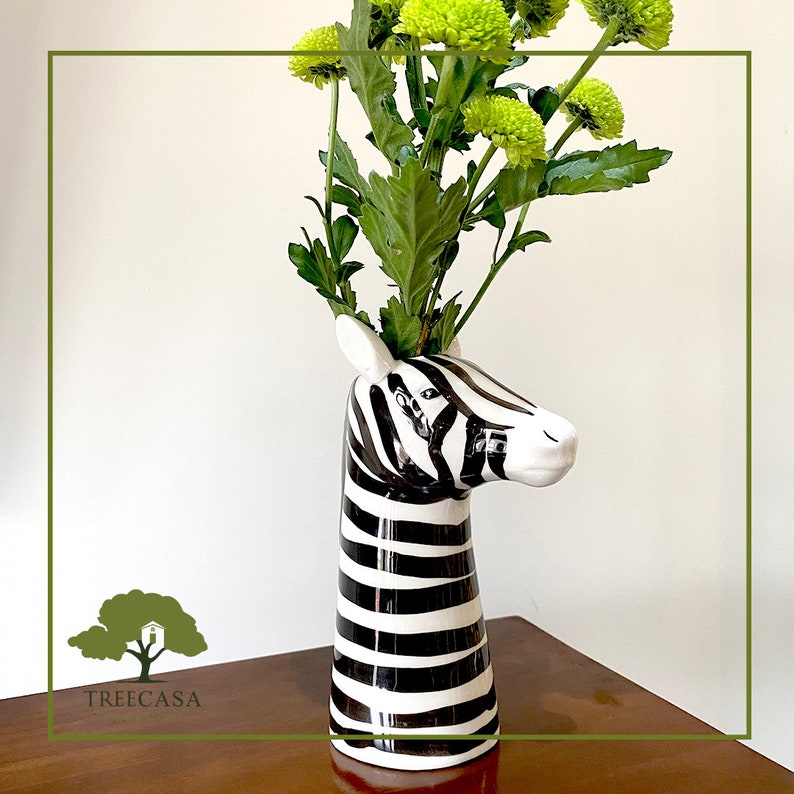 Zebra Flower Vase Ceramic Animal Vase Etsy