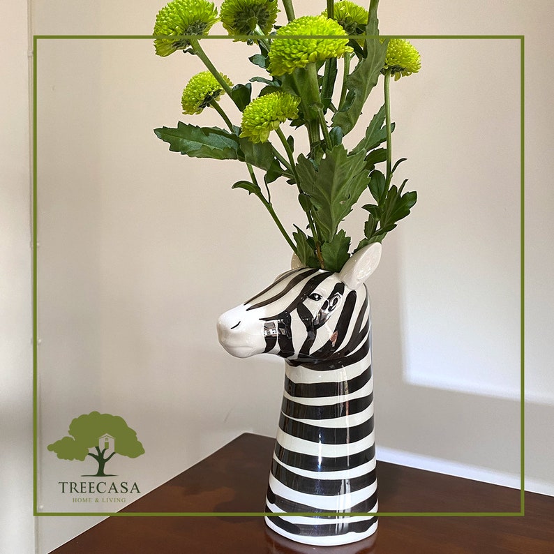 Zebra Flower Vase Ceramic Animal Vase Etsy