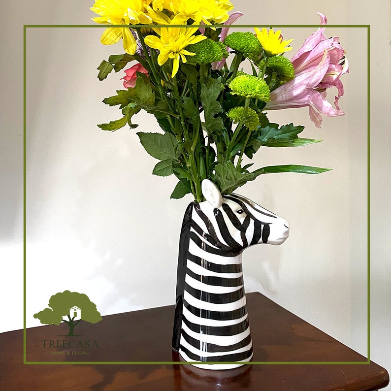 Zebra Flower Vase Ceramic Animal Vase Etsy