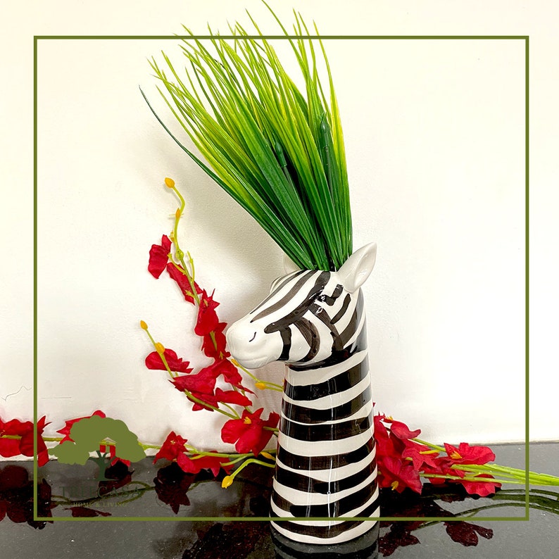 Zebra Flower Vase Ceramic Animal Vase Etsy
