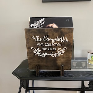 Personalized Vinyl Record Flip Rack Storage and Display Perfect for Wedding or Anniversary Gift