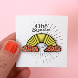 Pin de arco-íris de espaguete - Pins de esmalte - Italian AF - Pins fofos - Pin de comida - Comida italiana - Spillette carine - Macarrão - Pins de macarrão