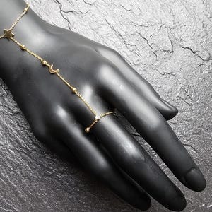 MAGIE À PORTÉE DE MAIN Collier/bracelet/bijou de bras délicat, taille ajustable avec petite lune et étoile