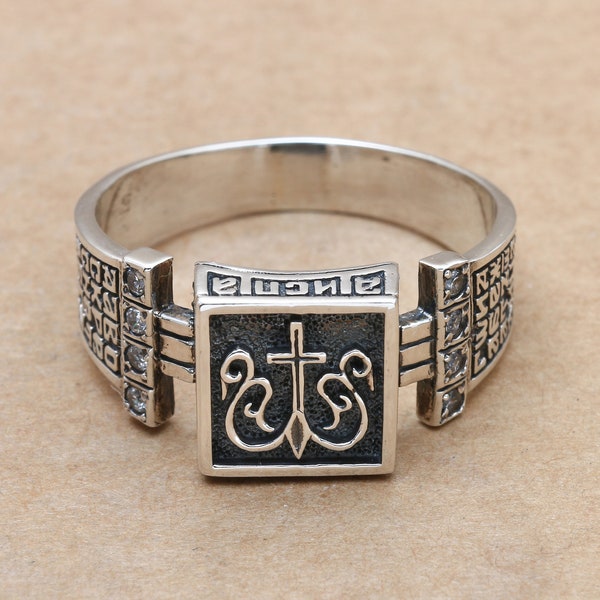 Sterling silver ring Save and Protect | Orthodox ring | Christians ring | Ring Lord Save and Keep Me | Ring with cross