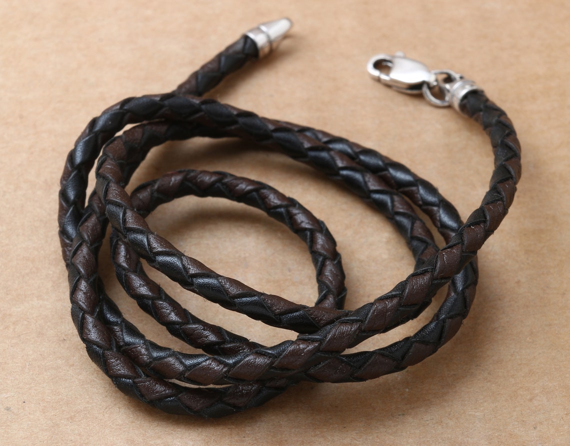 Silver Leather Cord for Cross or Pendant With End-crimps and - Etsy UK