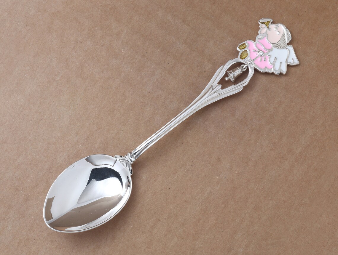 Silver spoon Angel baby Baby Spoon Baby Gift Christening Etsy