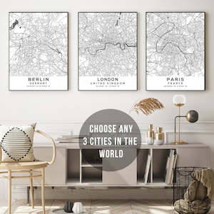 Personalized Map Print, Set of 3, Map Prints, Custom Map, Custom Maps, Home Town Map, City Map, Custom City Map