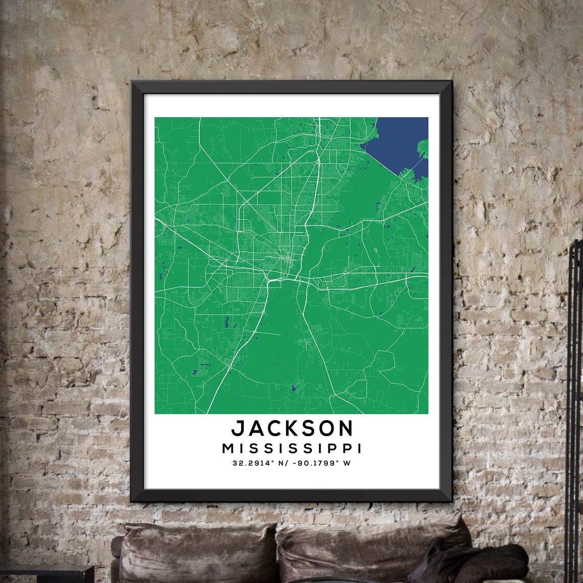 Map of Jackson Mississippi Jackson Map Print Jackson City Etsy