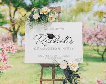 Personalized Graduation Welcome Sign, Minimalist Grad Party Decor, Custom Printed Poster