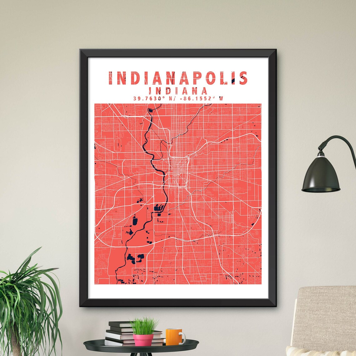 Karte von Indianapolis Indianapolis Karte Druck Indianapolis | Etsy