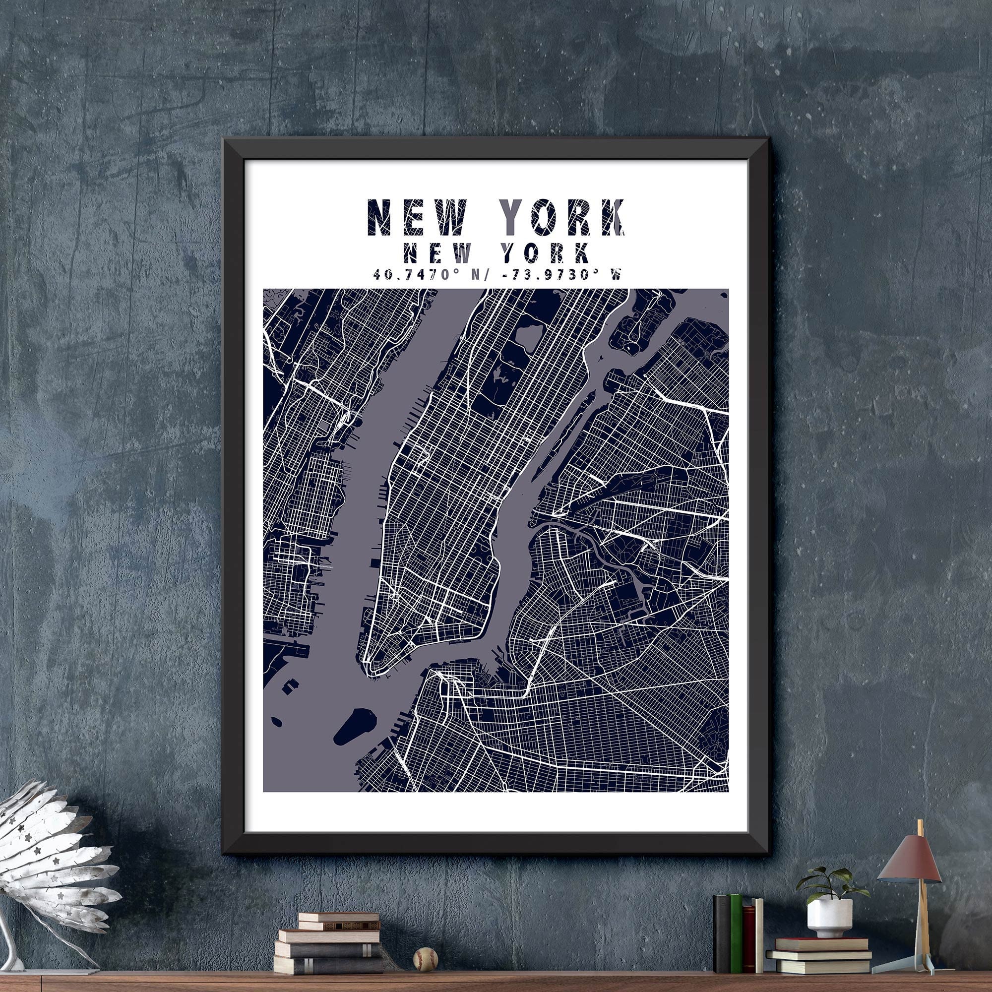 Map of New York New York Map Print New York City Poster | Etsy