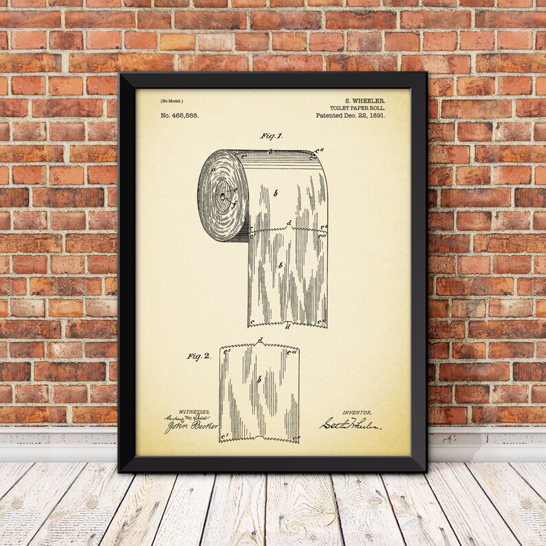 Toilet Paper Patent Print Bathroom Patent Print Patent Etsy