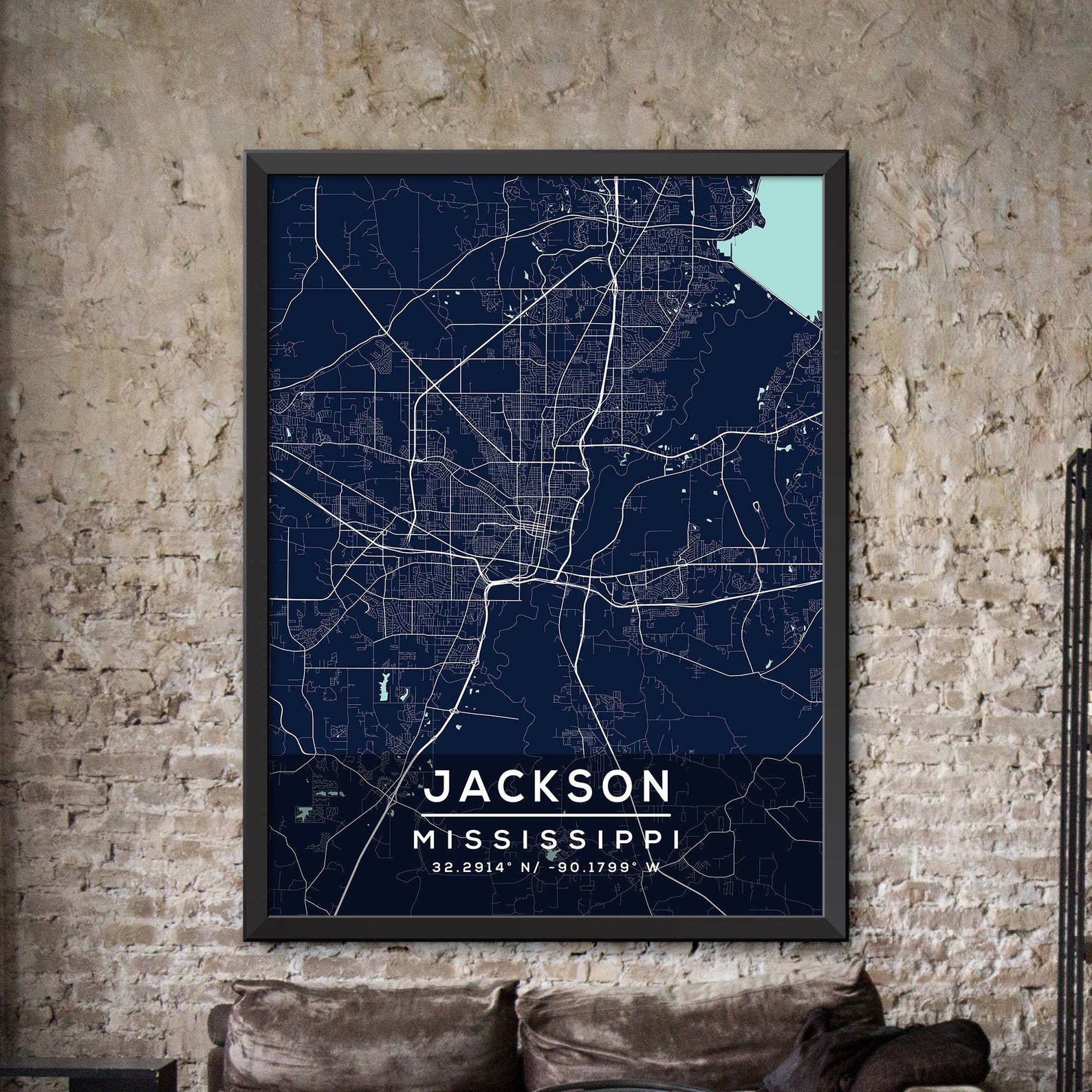 Map of Jackson Mississippi Jackson Map Print Jackson City Etsy