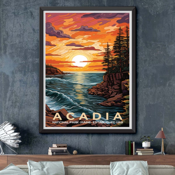 Acadia National Park Poster - Acadia National Park Print - US National Park Prints - Acadia National Park Illustration