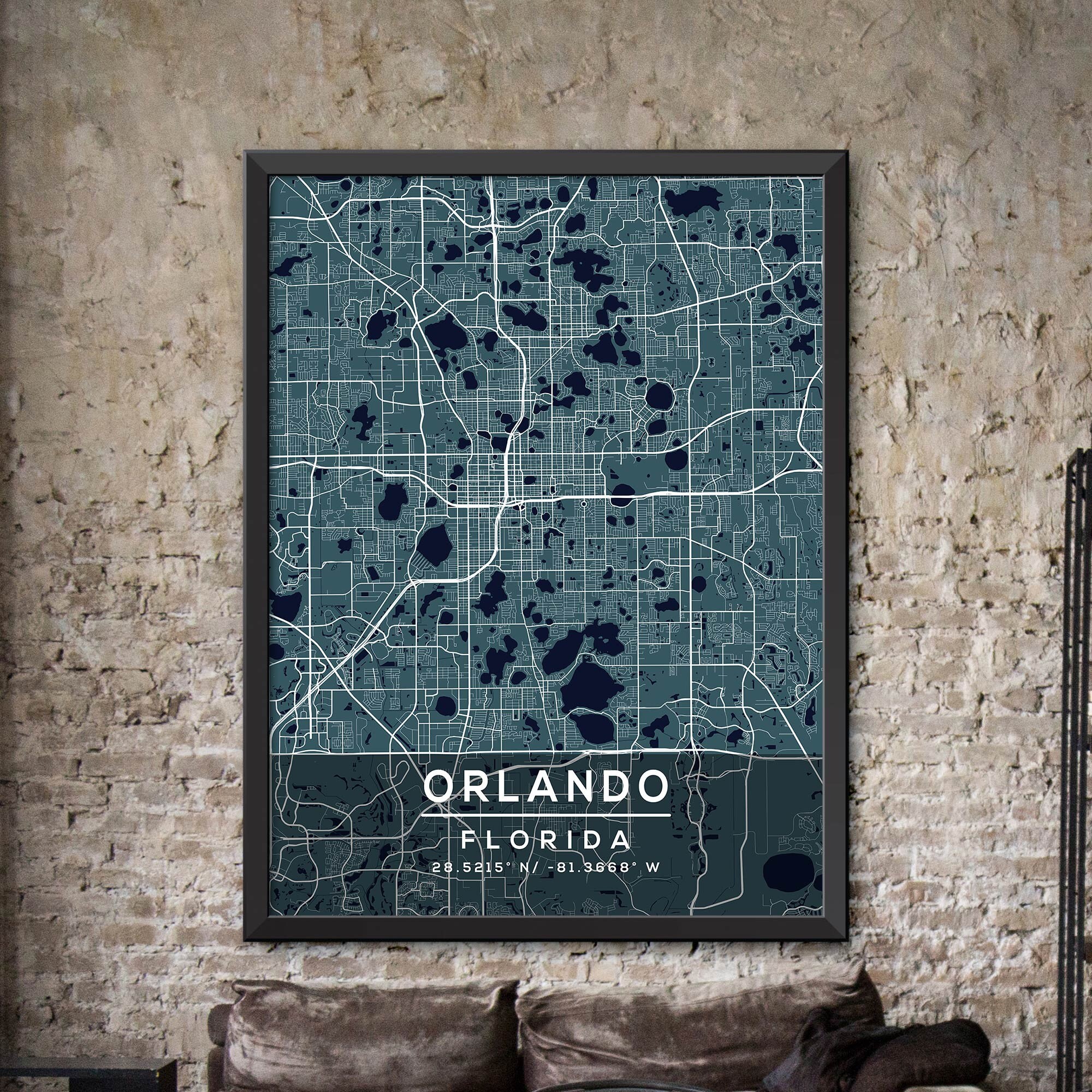 Map of Orlando Florida Orlando Map Print Orlando City | Etsy
