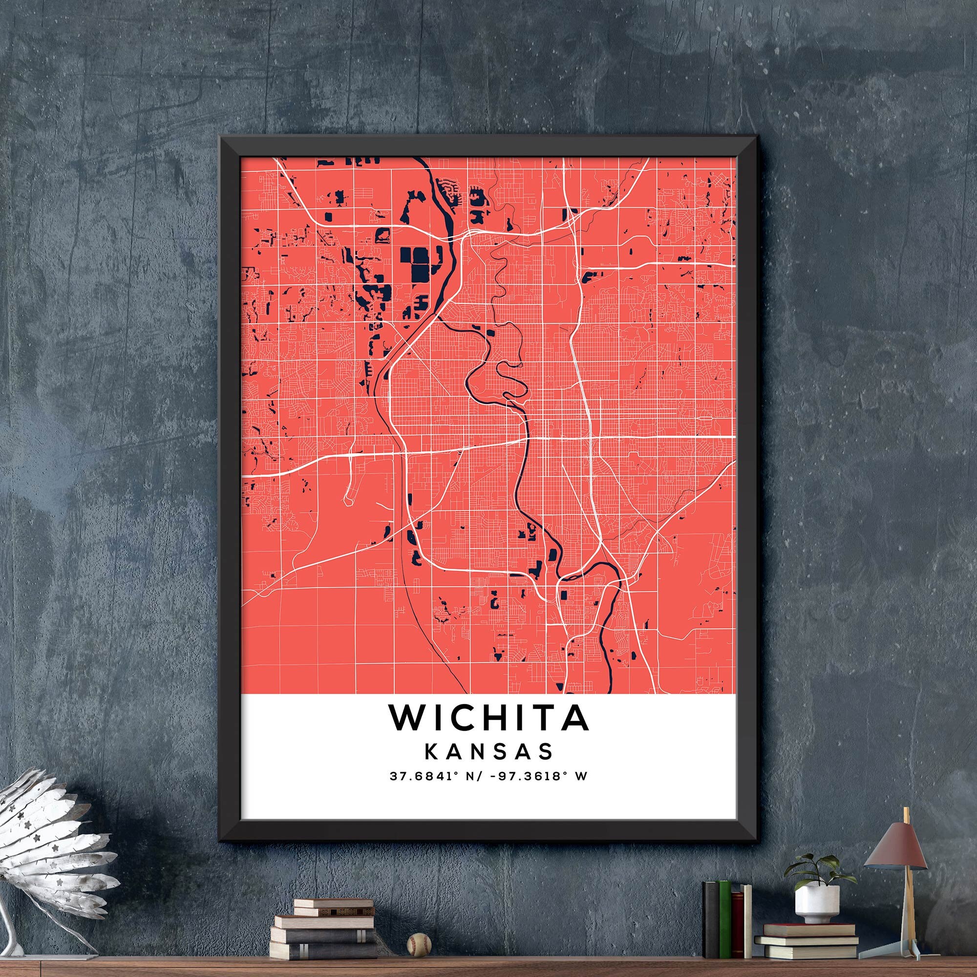 Karte von Wichita Kansas Wichita Karte Druck Wichita Stadt | Etsy