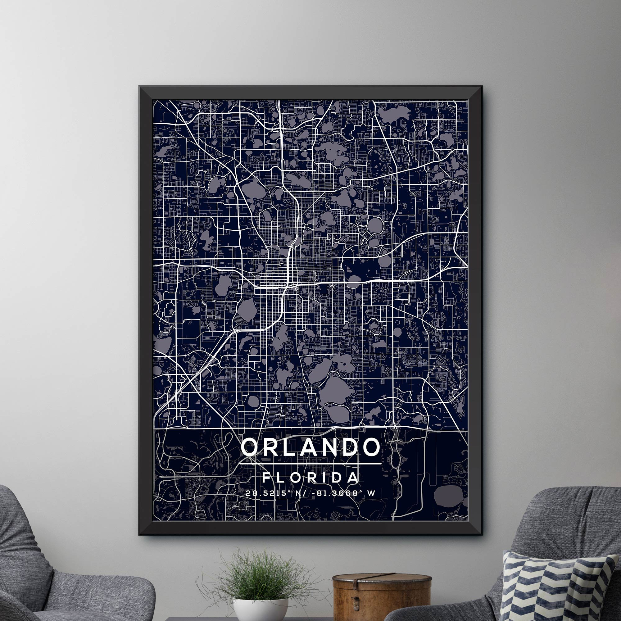 Map of Orlando Florida Orlando Map Print Orlando City | Etsy
