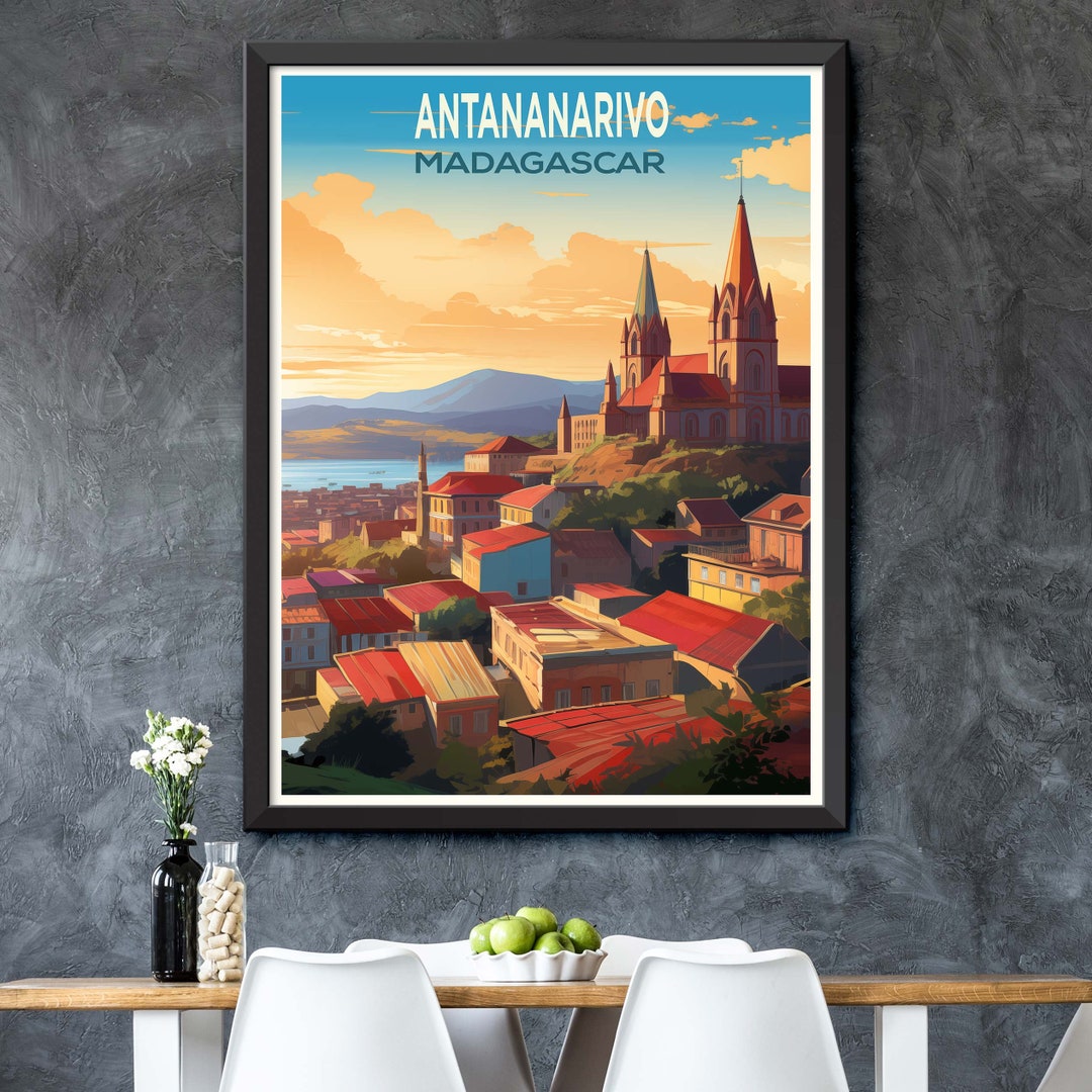 Vibrant Antananarivo Madagascar Cityscape Travel Poster - Large Wall ...