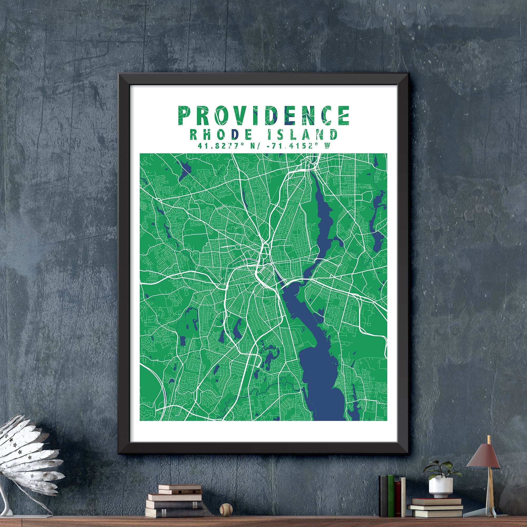 Map of Providence Rhode Providence Map Print Providence City Etsy