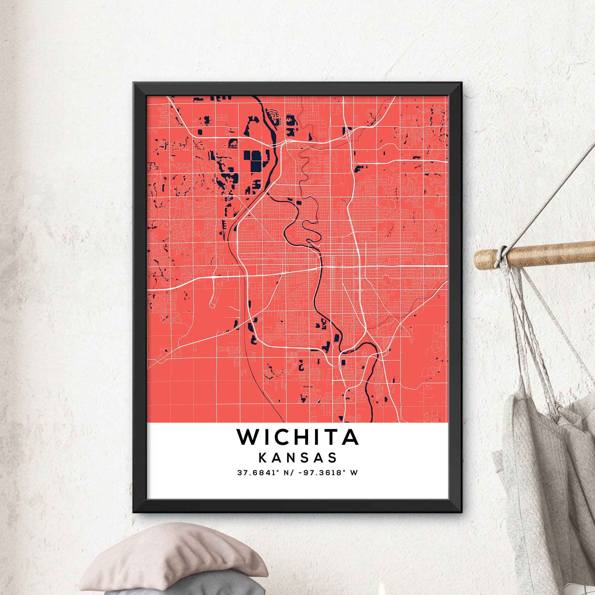Karte von Wichita Kansas Wichita Karte Druck Wichita Stadt | Etsy